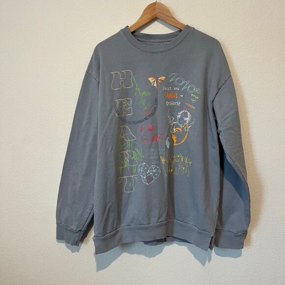 Boys Lie Blue Grey Word Vomit Crew Neck Oversized Sweatshirt Women's One size - Picture 2 of 10